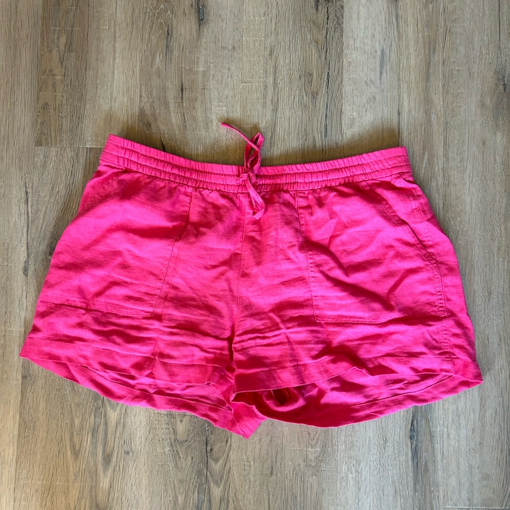 Hot Pink Linen Shorts - J.Crew